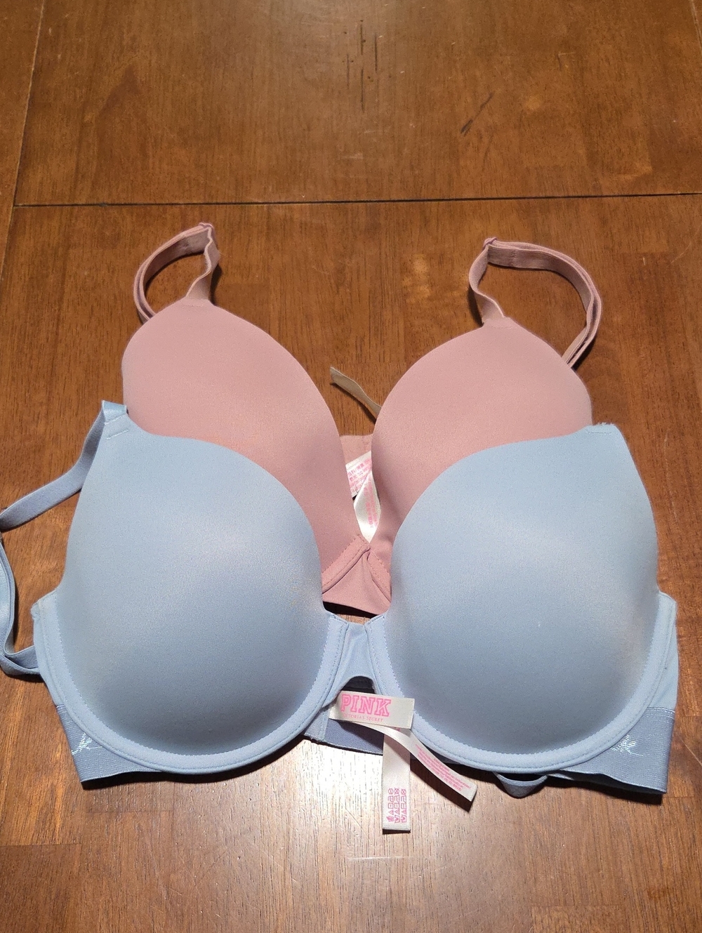 PINK Victoria's Secret Light Blue and Dusty Rose Molded T-Shirt Bras - 2 Pack